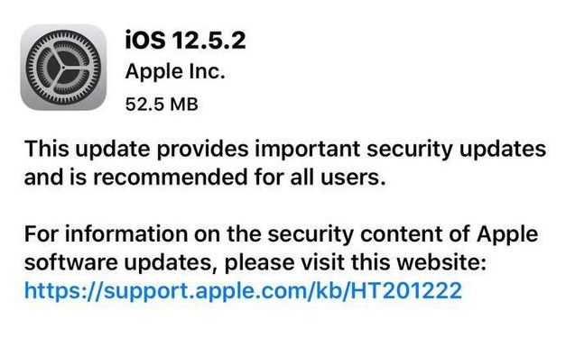 平果苹果手机维修分享iOS12.5.2发布，建议所有老苹果用户安装 